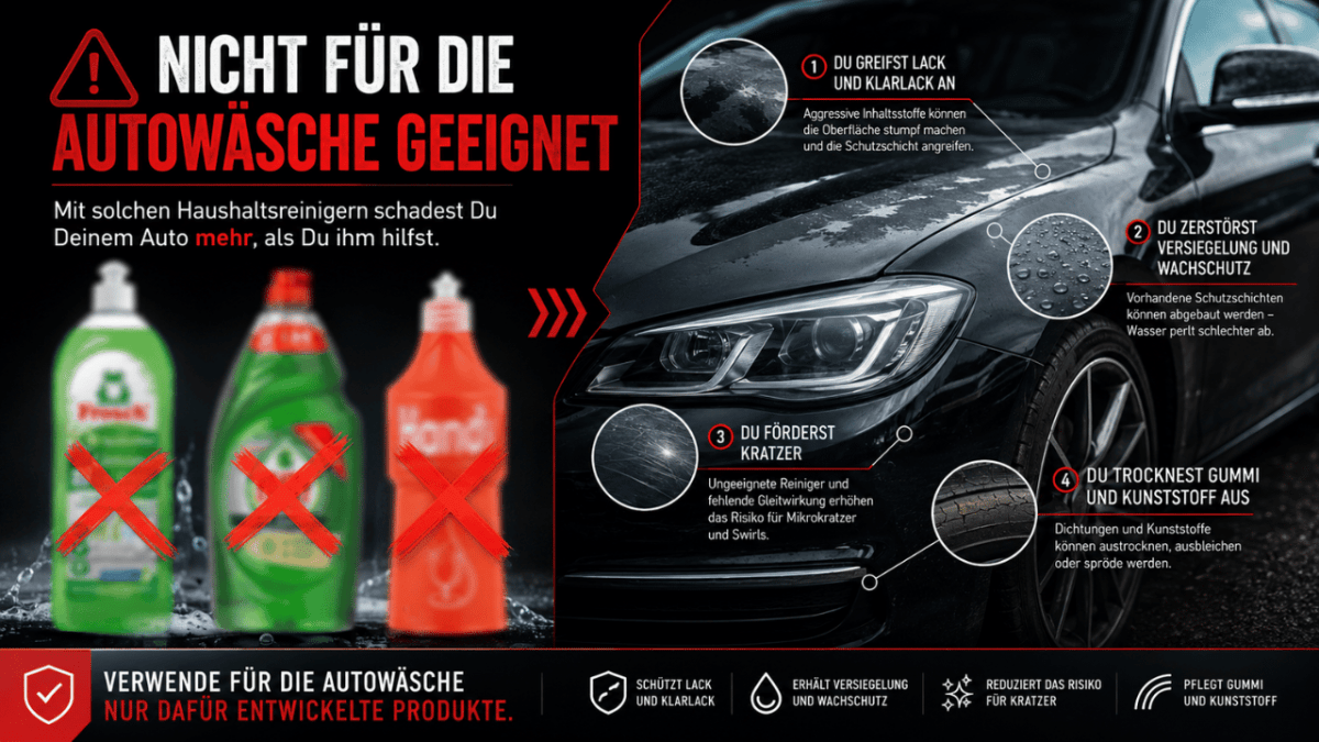 Warum Spülmittel bei der Autowäsche schadet