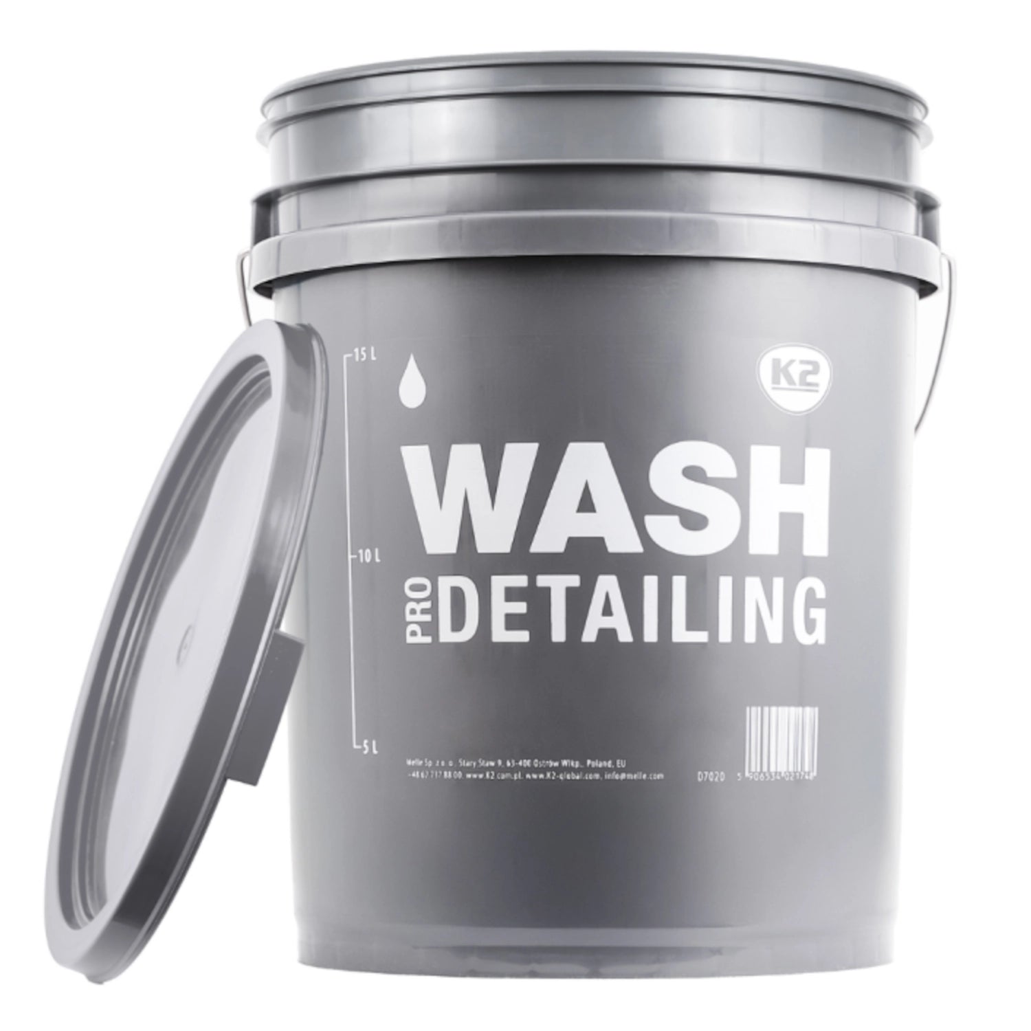 K2 WASH Wascheimer Grau 20L mit Deckel