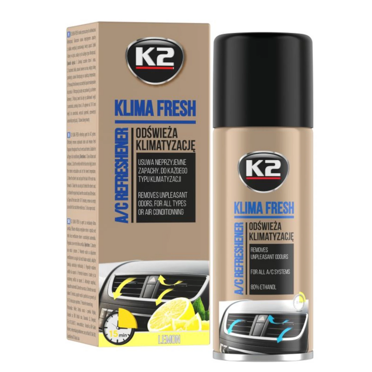 K2 Klima Fresh Lemon Klimaanlagen-Erfrischer 150ml