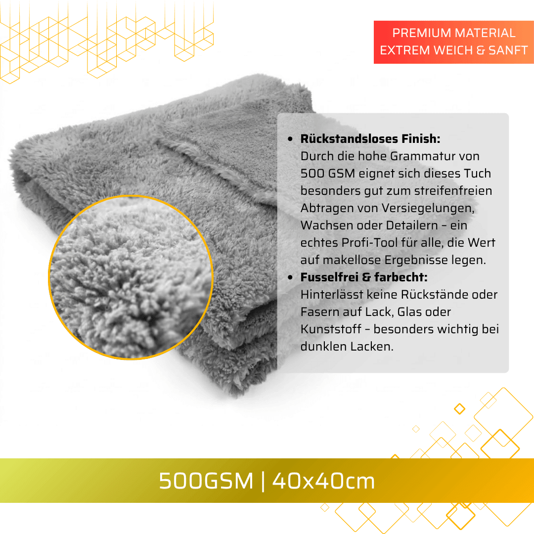 Pitstopstore Edgeless Super Soft Mikrofasertuch 500GSM Grau 40×40cm