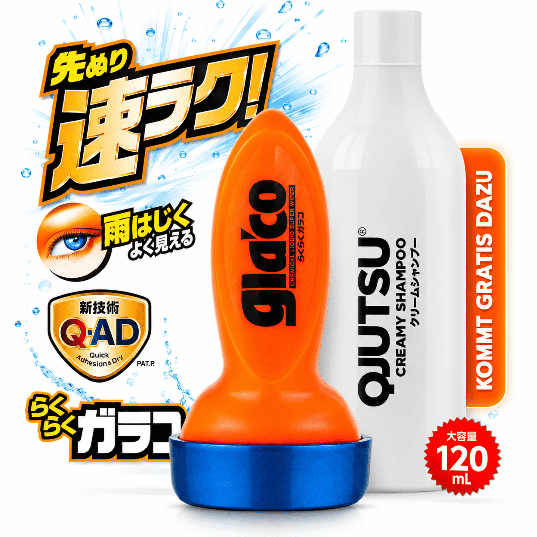 SOFT99 Glaco QAD Glasversiegelung 120ml + QJUTSU Creamy Shampoo 750ml